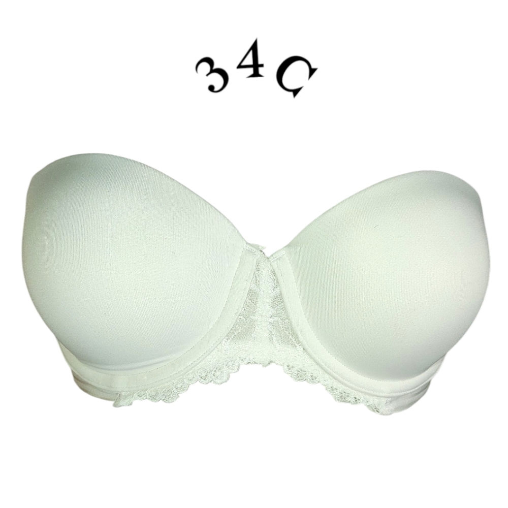 ʕ·ᴥ·ʔ Elegant White Lace Strapless Bra